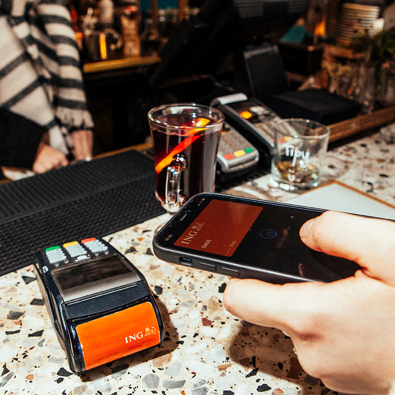 Close up of a person using