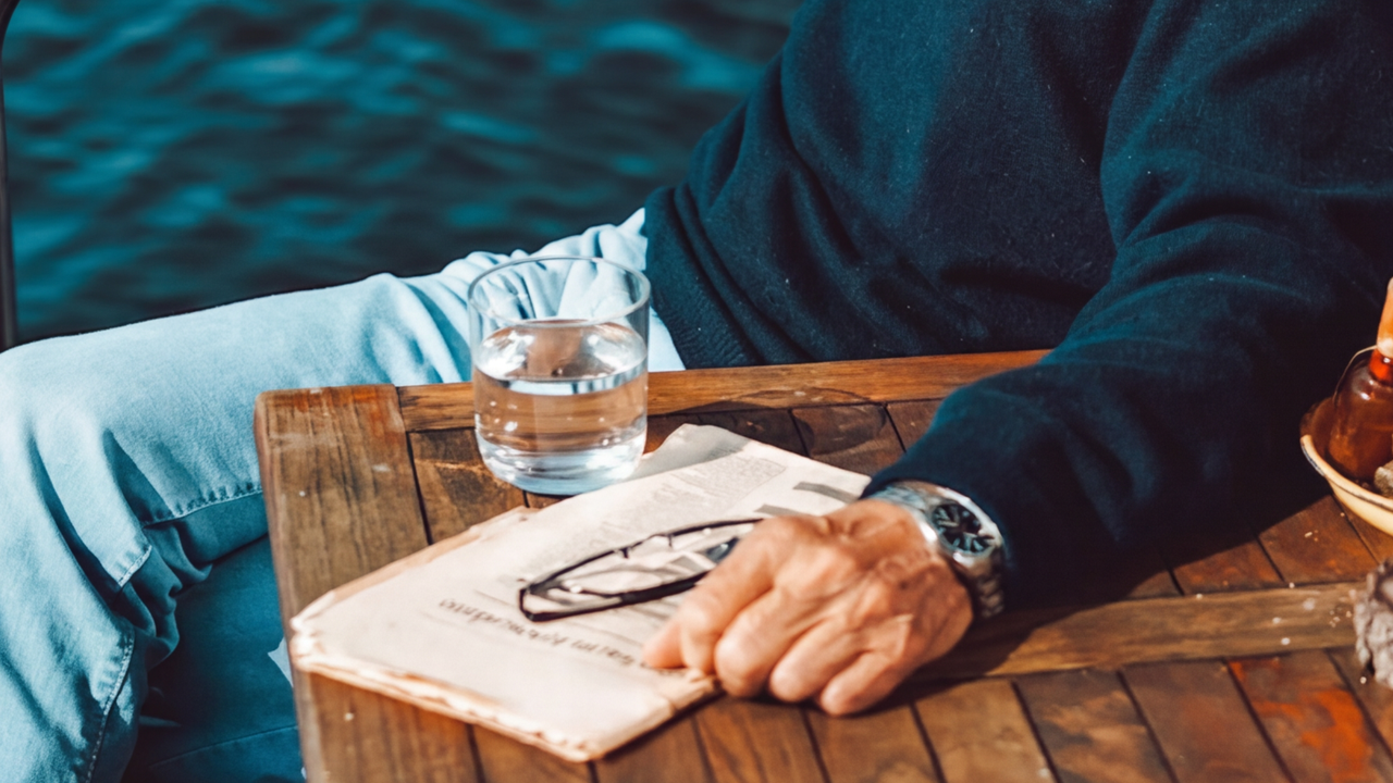 Elderly Man Relaxing on a Boat