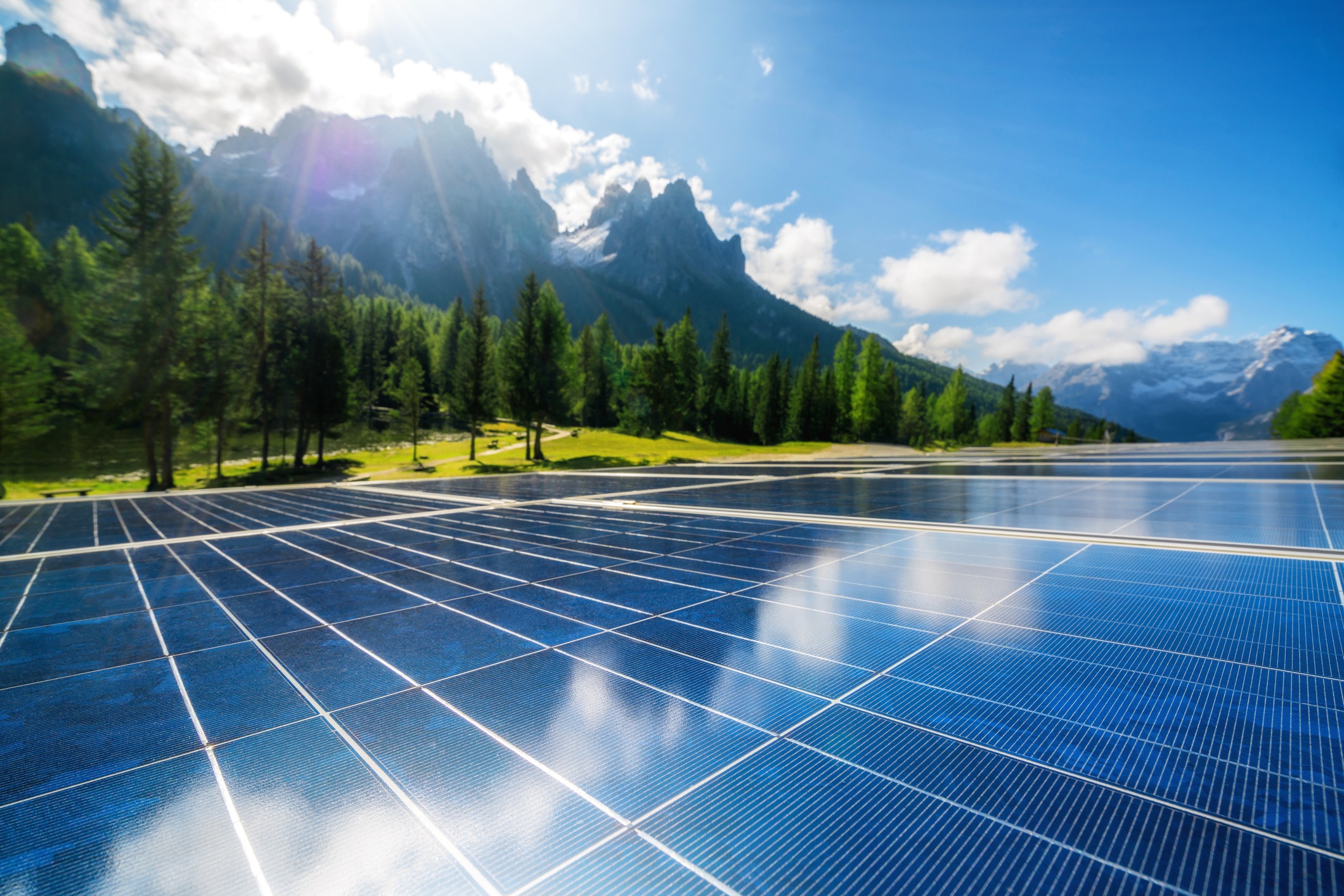 Solar Panel at the bottom of mountain