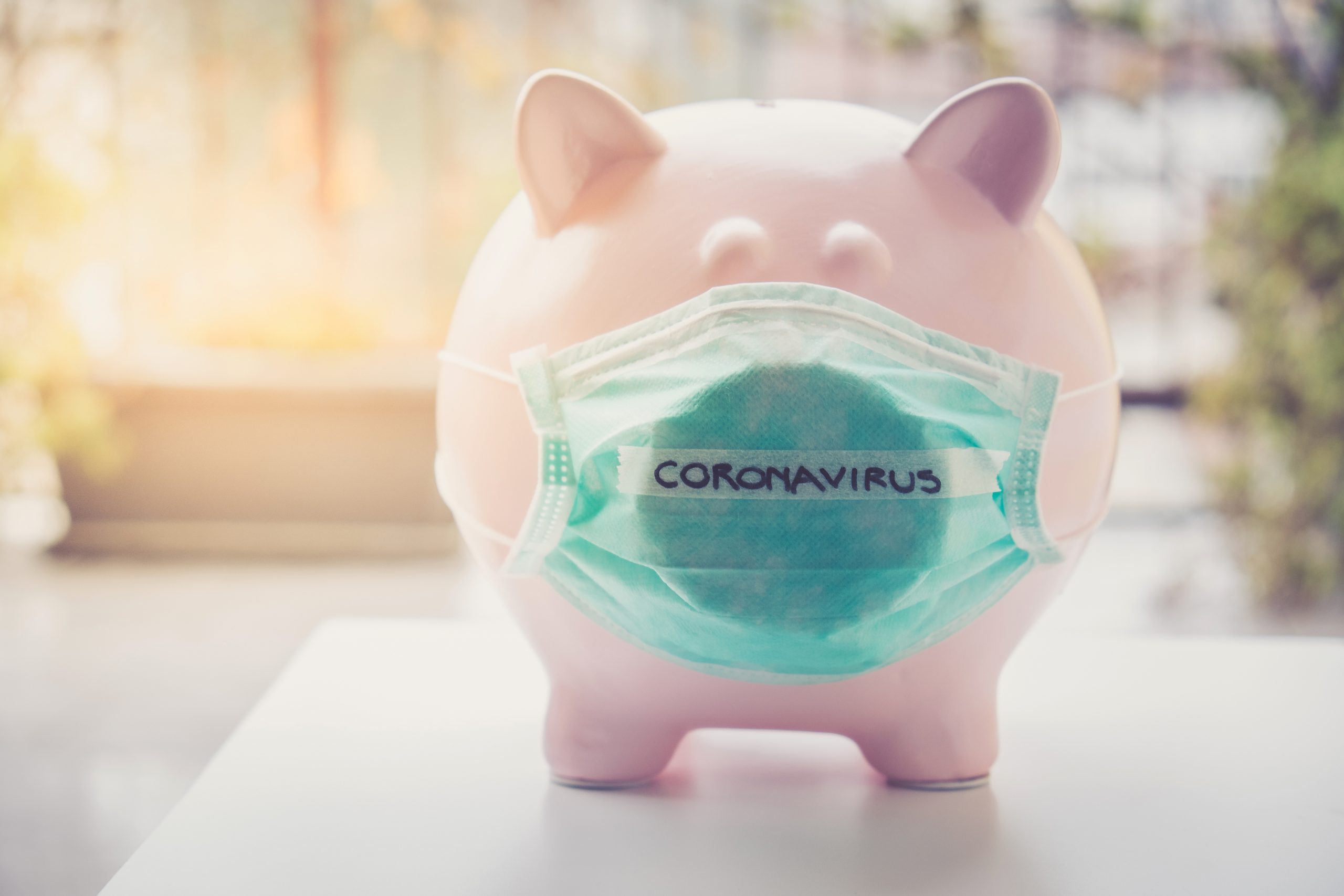 Piggy bank is wearing a mask 