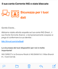 Immagine di una email di esempio di phishing